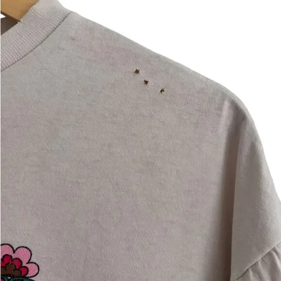 GUESS Jeans Vintage 90s Graphic Long Sleeve Tee White M/L Floral Crewneck Y2K - Picture 3 of 4